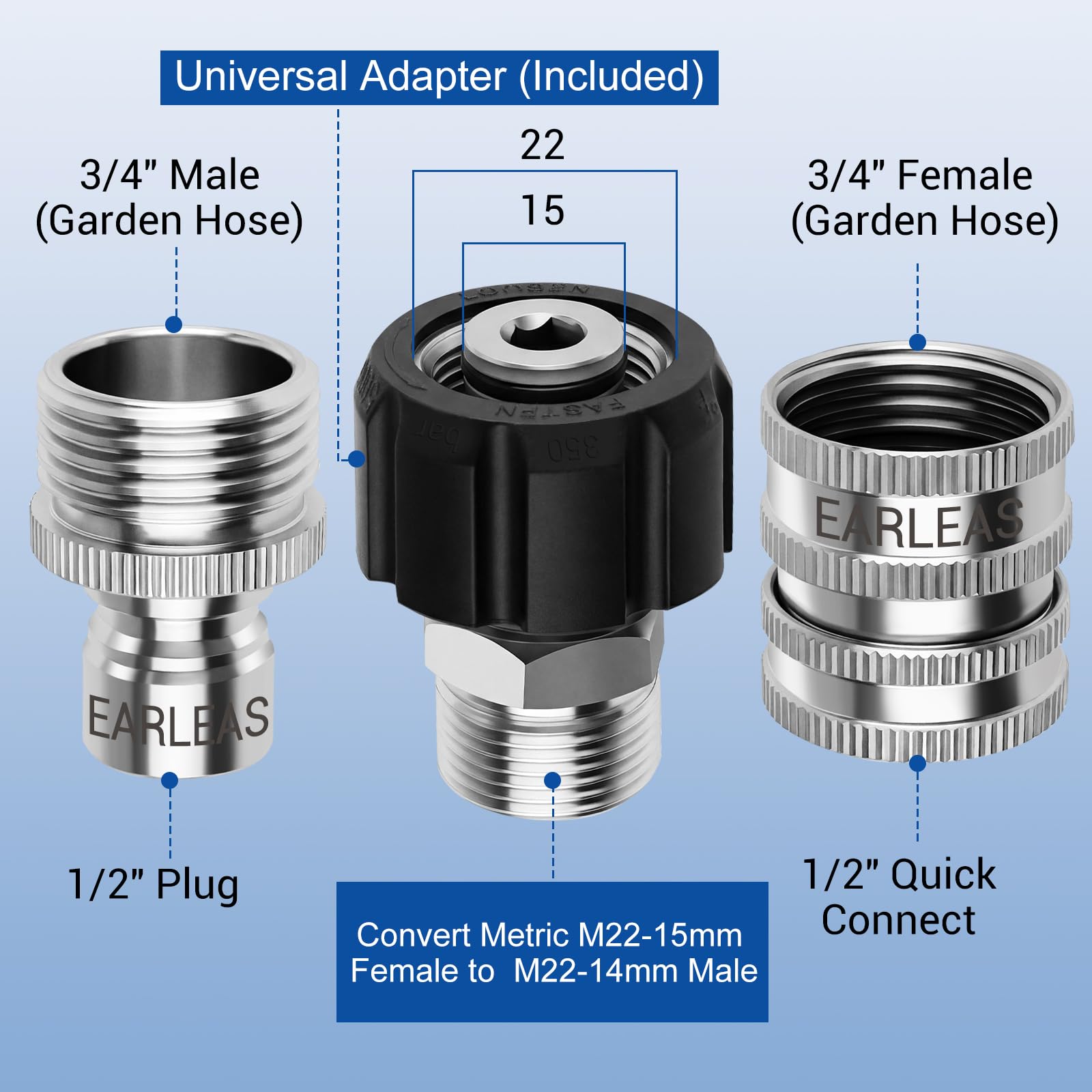 Earleas pressure washer adapter set - Image 5